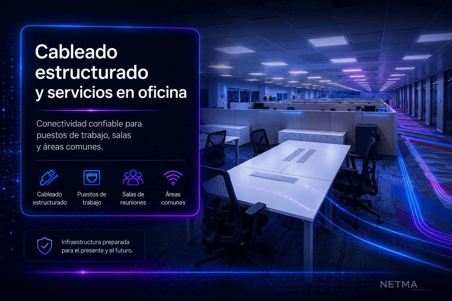 Cableado estructurado y adecuación de puestos en oficinas corporativas